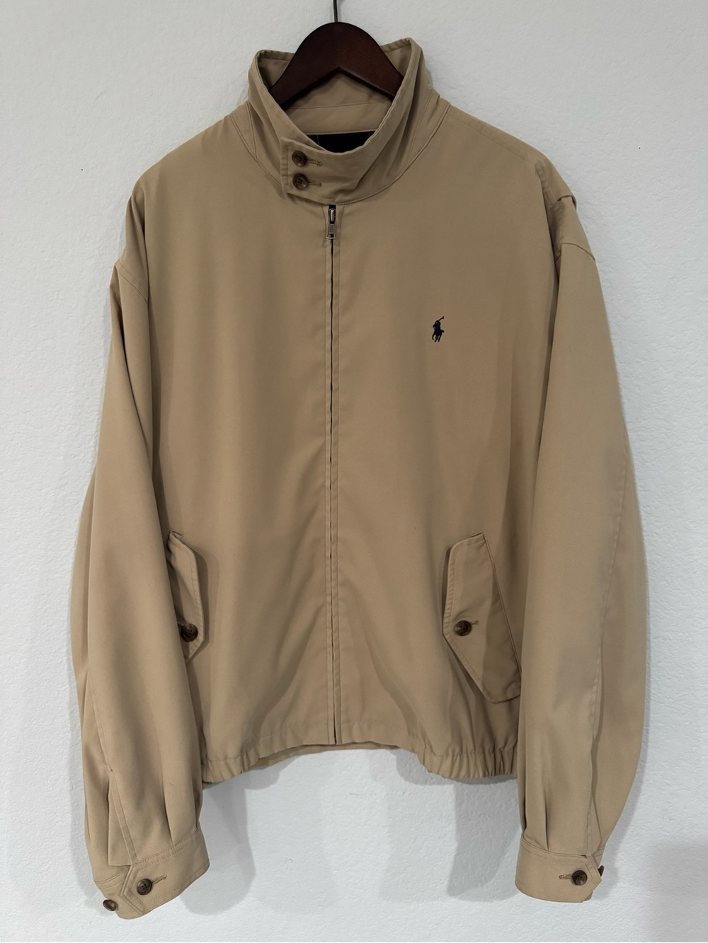 Polo Ralph Lauren Swing Top Beige Polyester Sport Jacket Mens Size XL